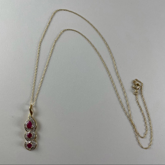 14k Gold Ruby Necklace - Picture 3 of 8